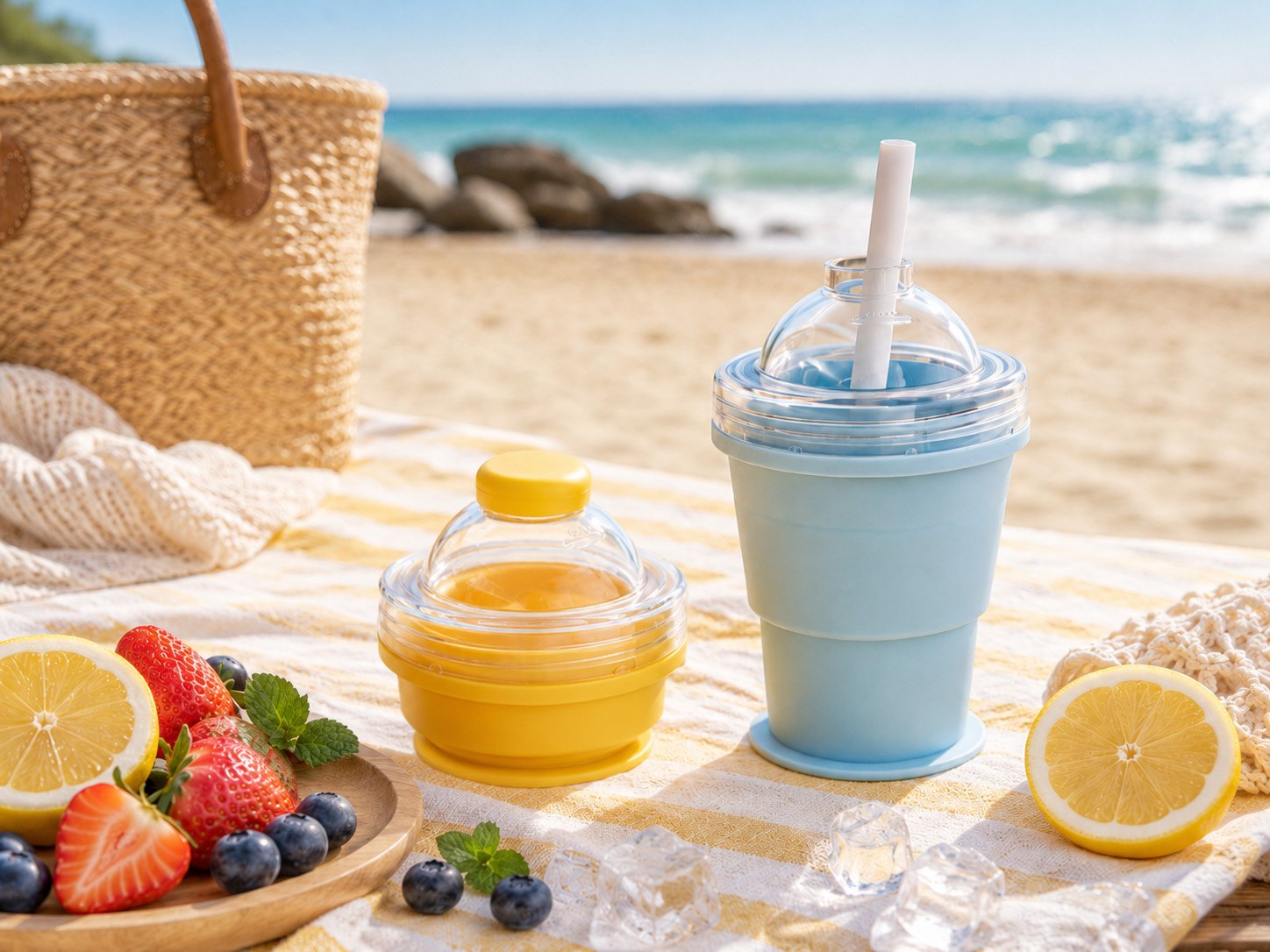 Partyhippo ice cup at the beach